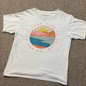Pura Vida White and Pink Graphic Tee